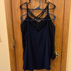 2 Maurices Strappy Tank Top - One Navy, One Black